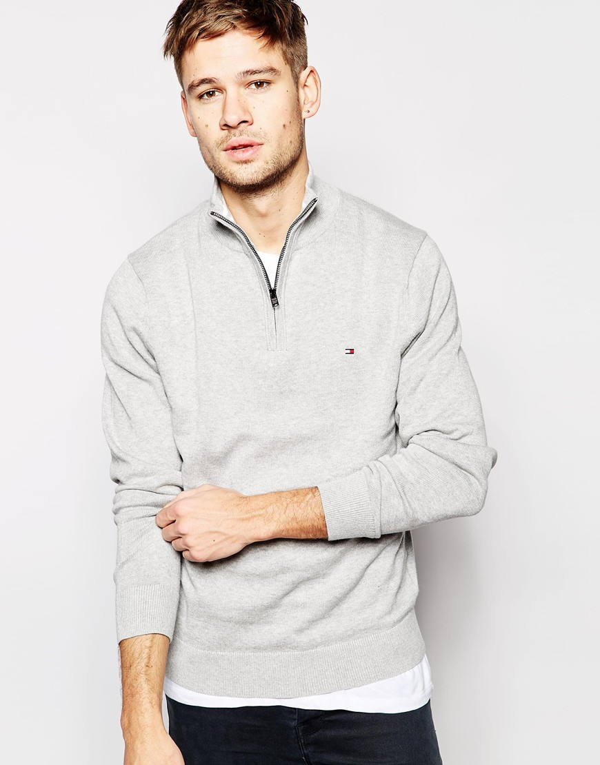 Tommy Hilfiger Sweater With Half Zip in Gray for Men | Lyst