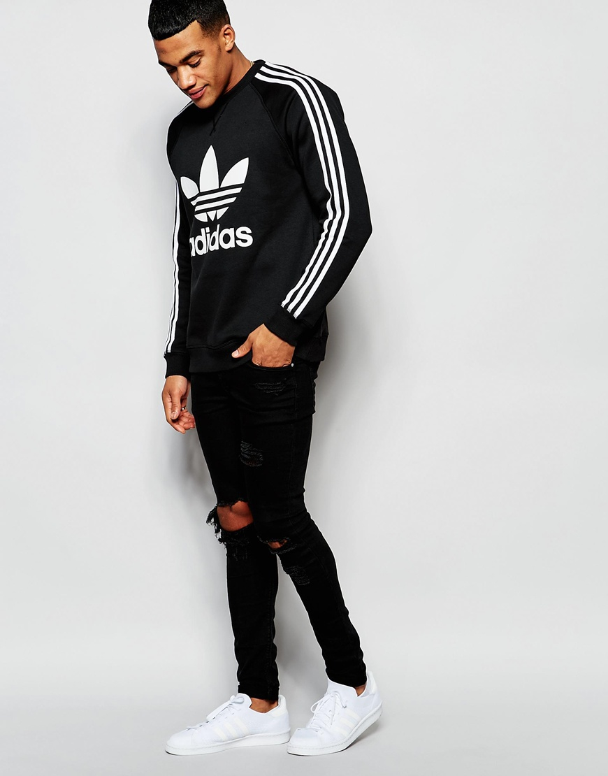 adidas Originals Cotton Trefoil Sweatshirt Ap8988 in Black for Men - Lyst