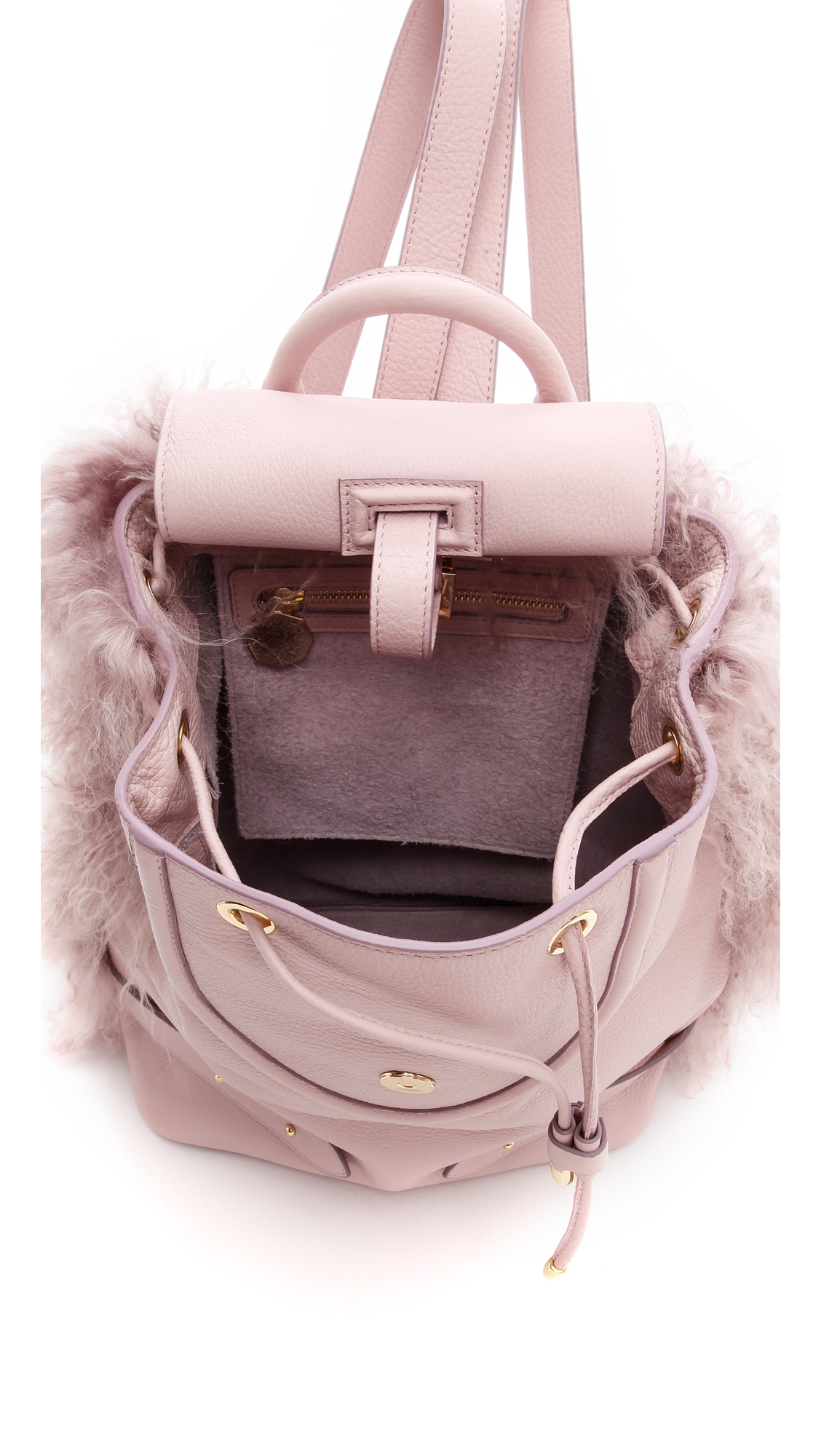 meli melo Shearling Thela Backpack - Dusty Pink - Lyst