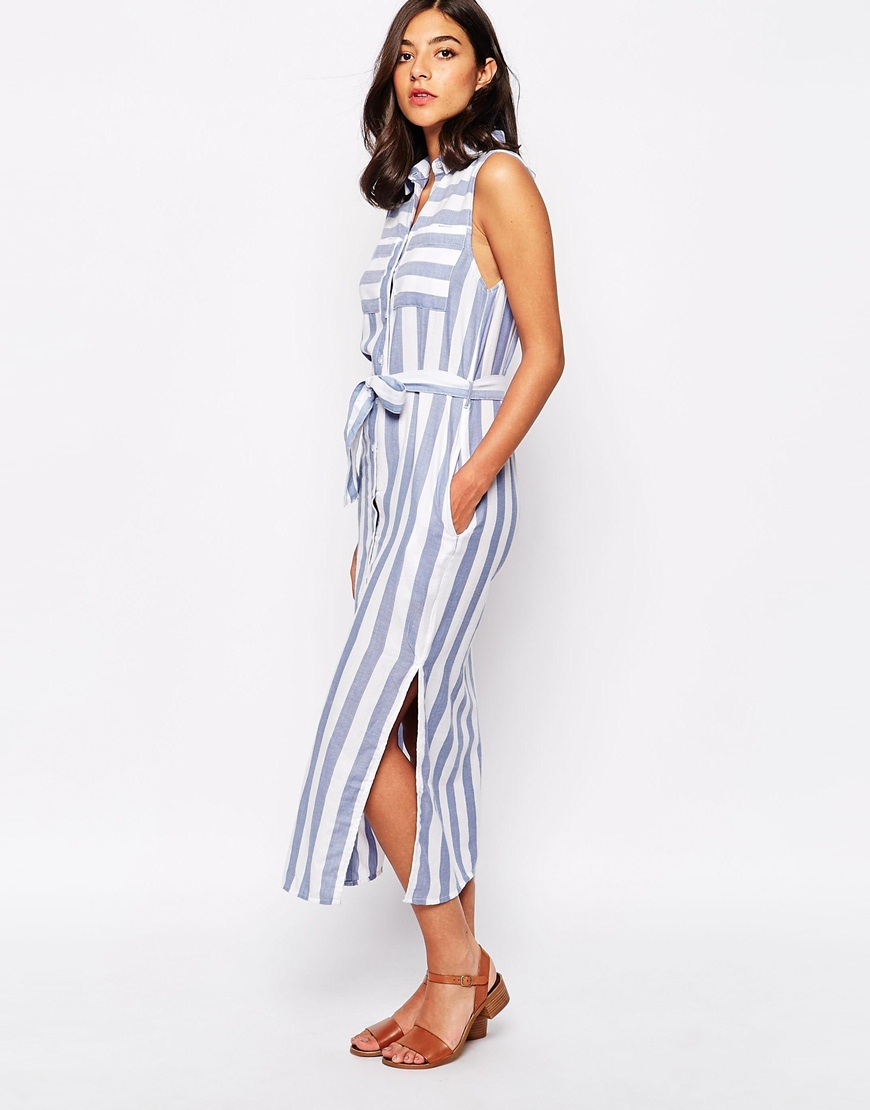 warehouse multi stripe midi dress