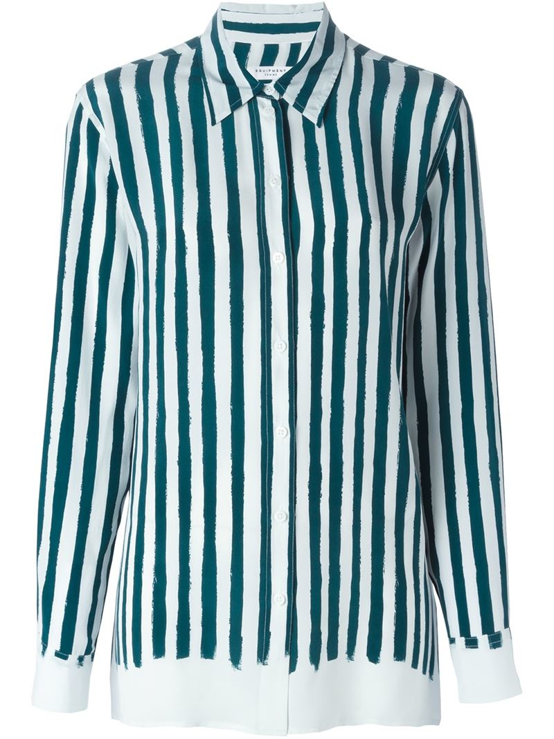 green vertical striped shirt