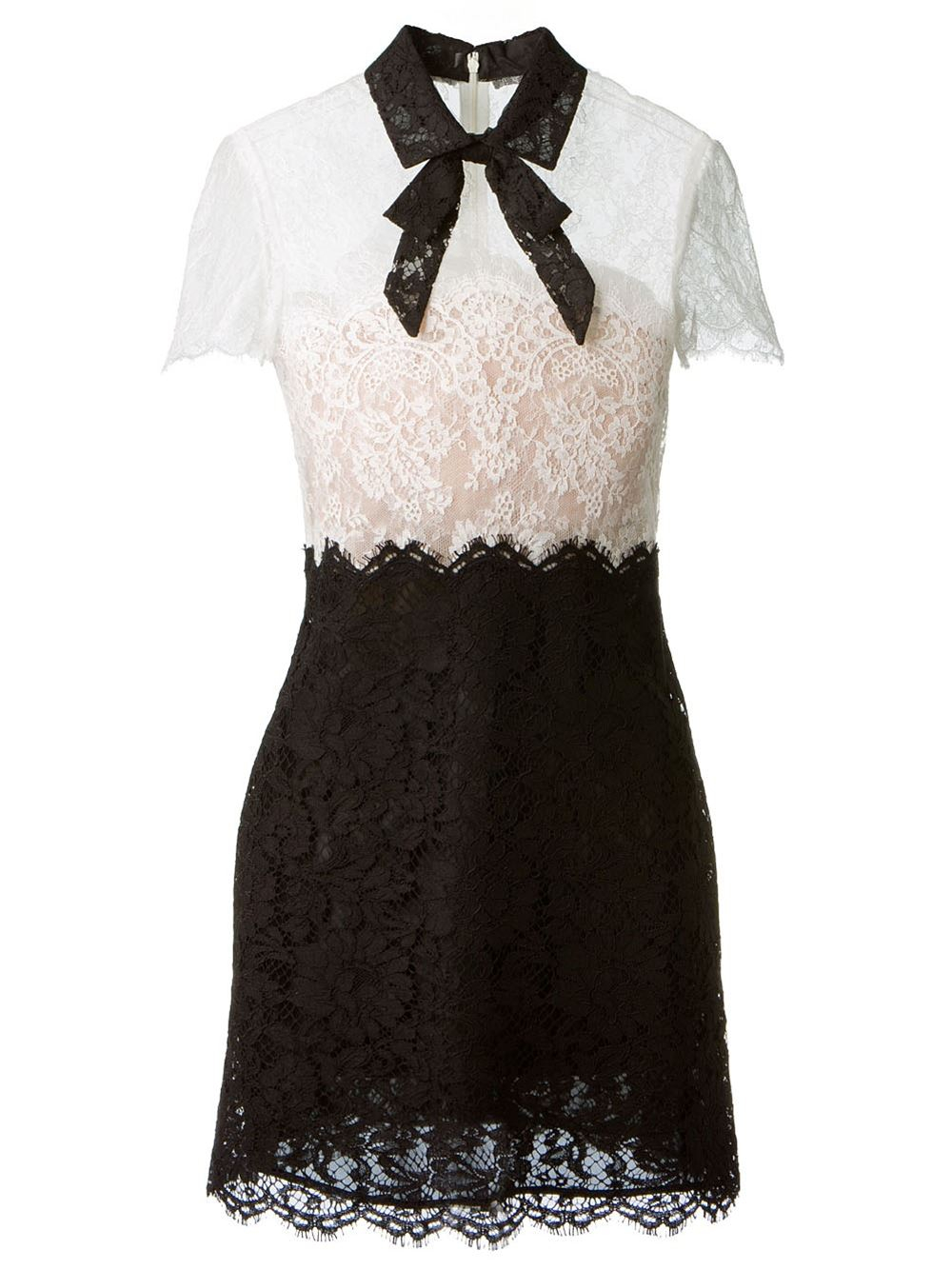 Valentino Bow Collar Lace Dress in Black | Lyst