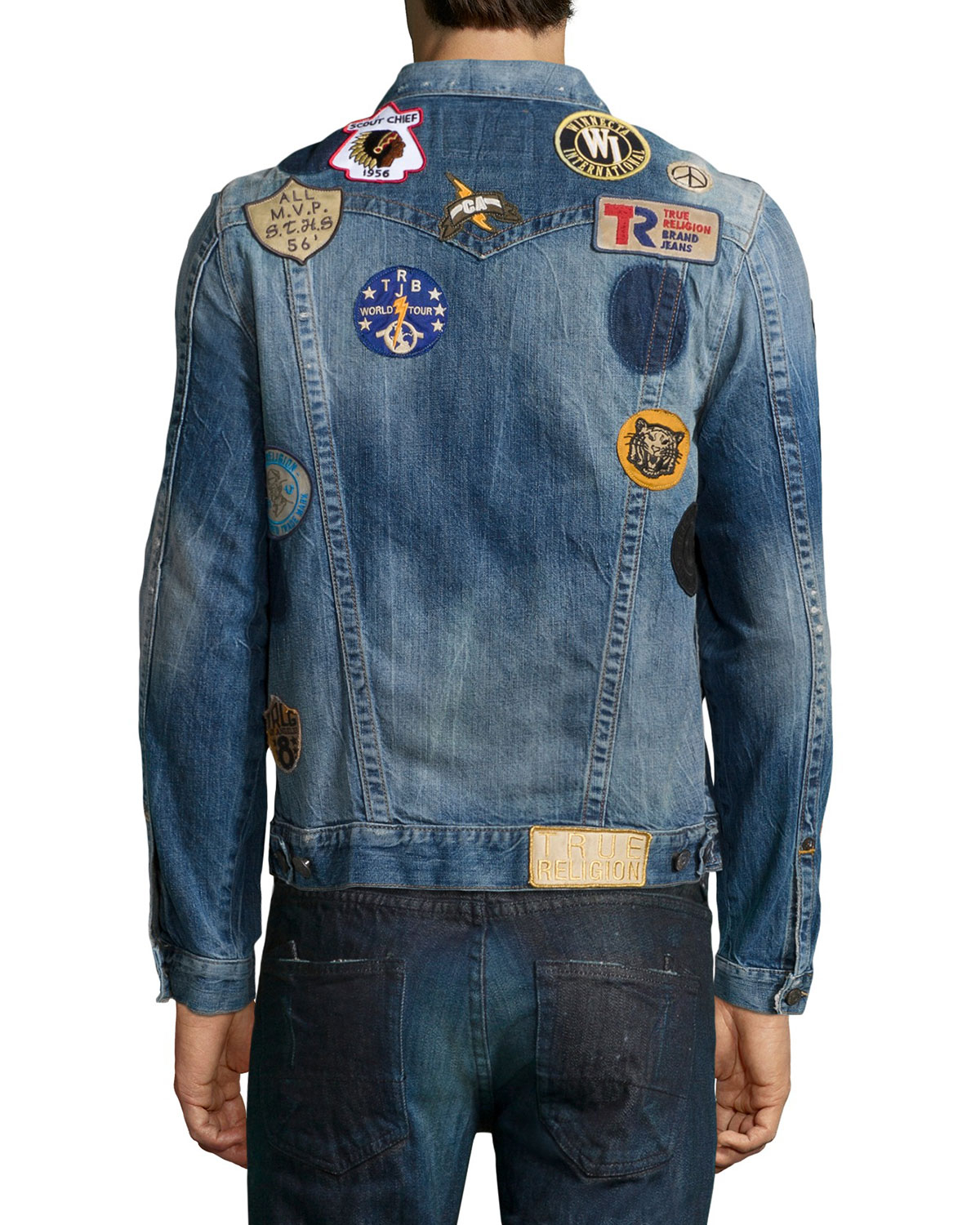True religion Jimmy Patchwork Western Denim Jacket in Blue for Men | Lyst