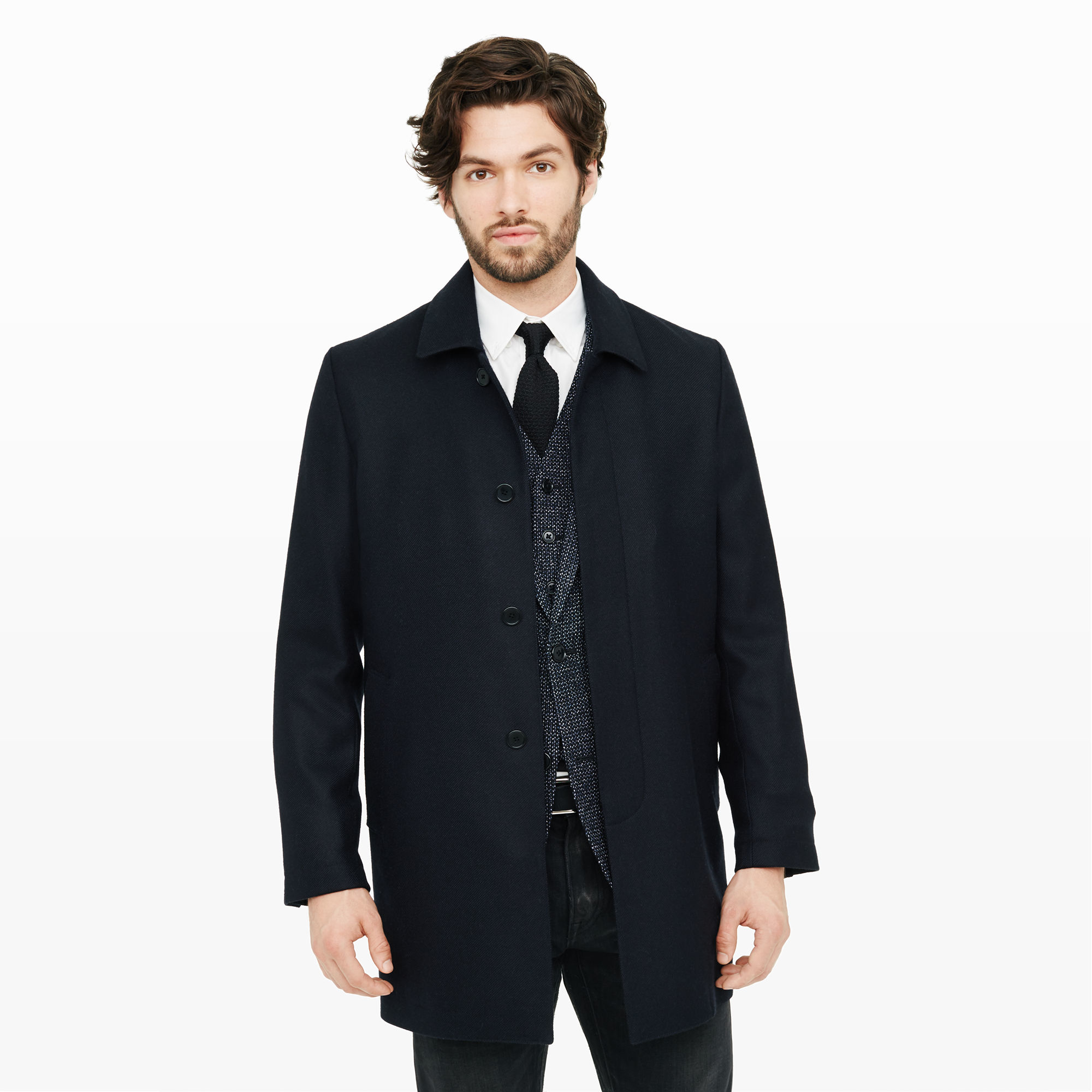Club monaco Twill Tailored Mac Coat in Blue for Men | Lyst