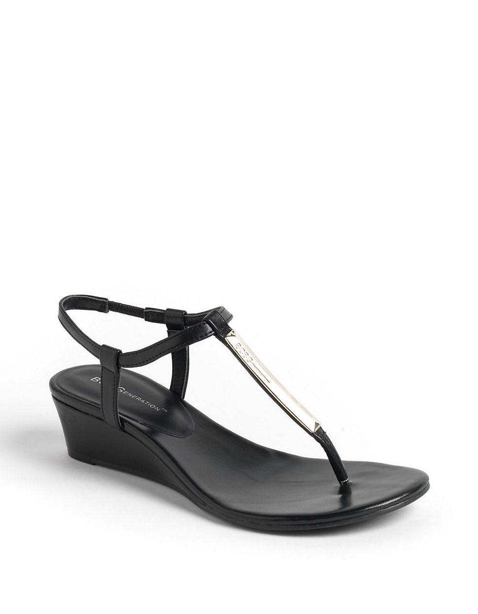 bcbg black wedge sandals