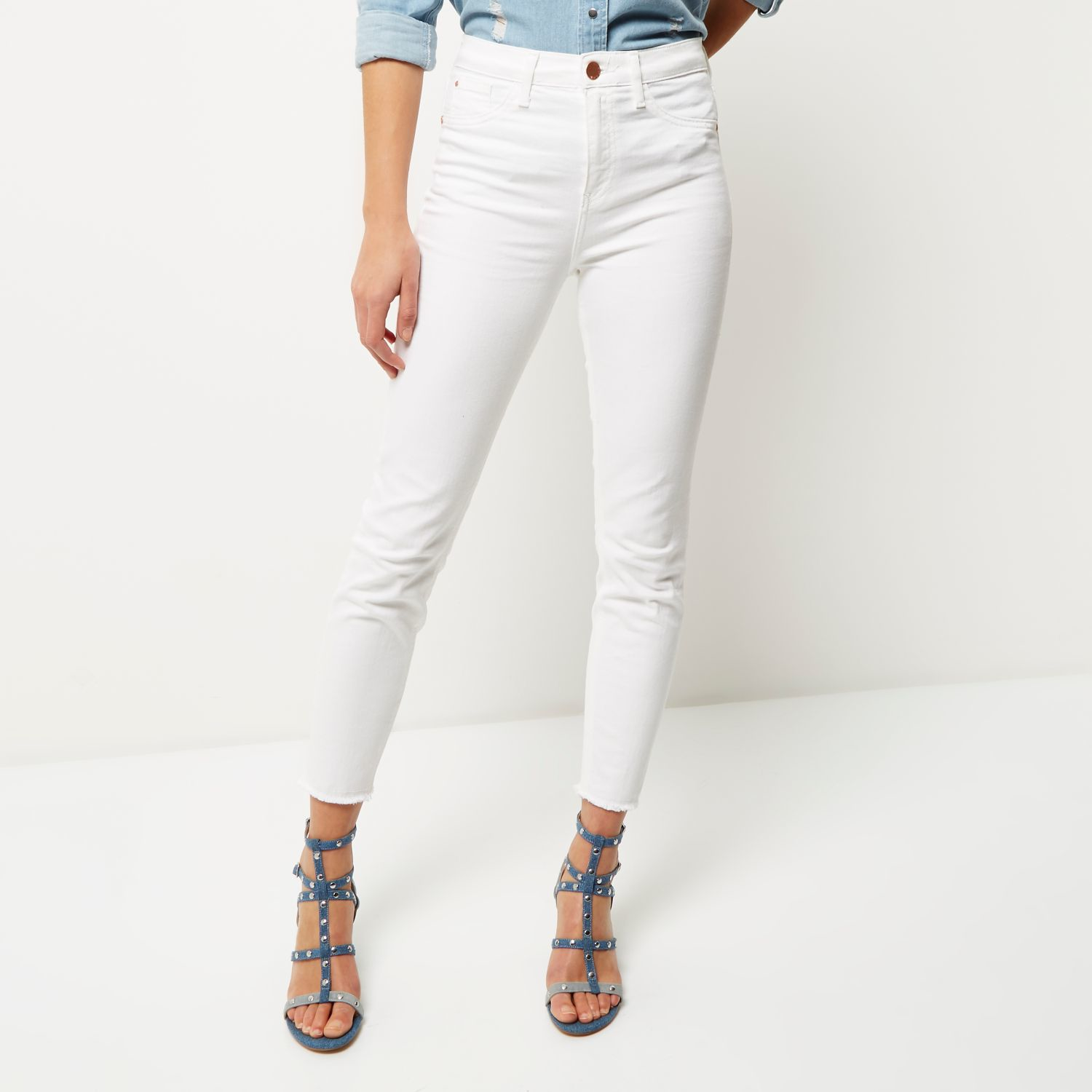 white skinny jeans river island