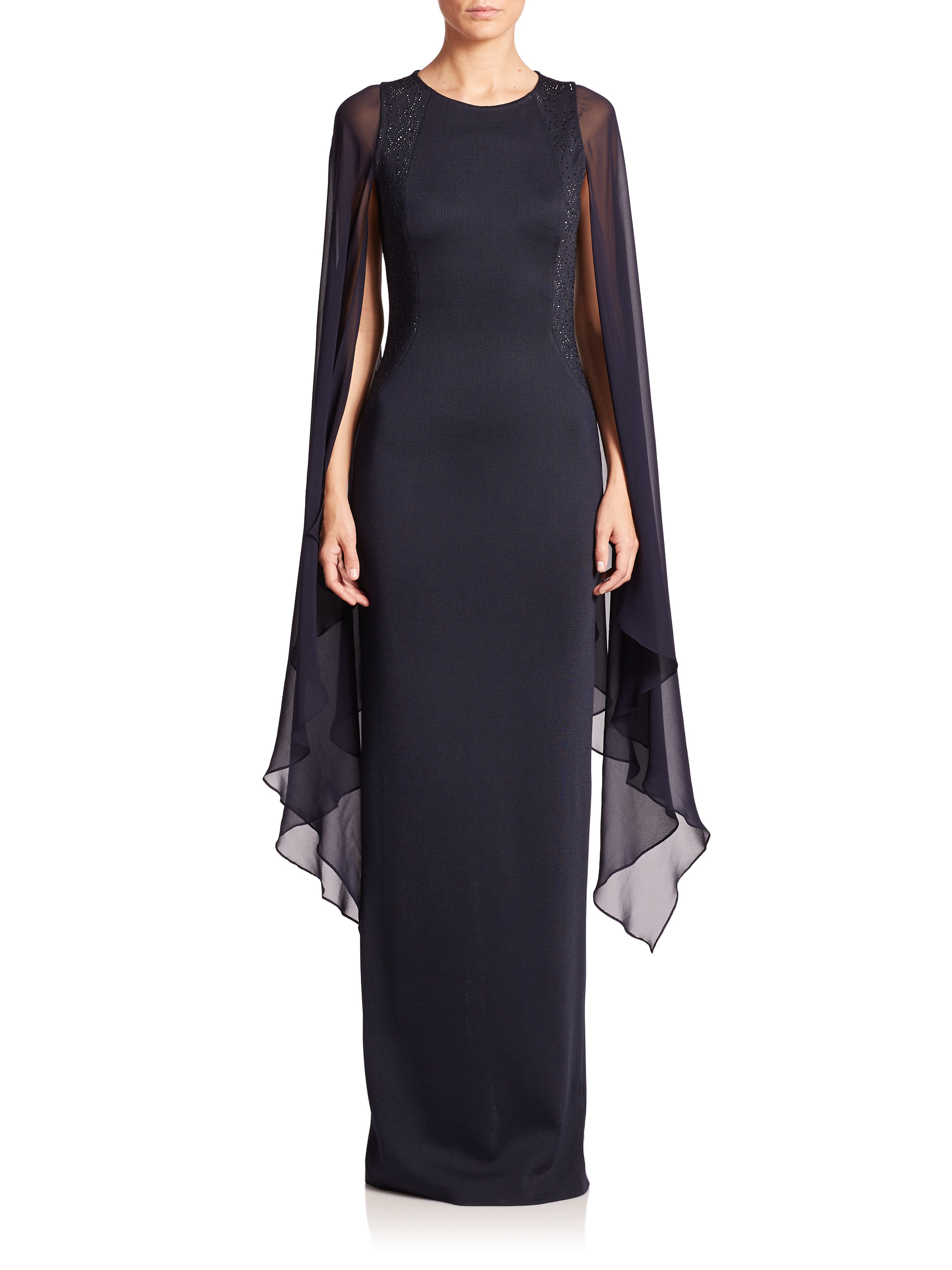 St John Cap Sleeve Milano Knit Gown In Blue Lyst throughout Famous St John Formal Wear – Top Design Source
