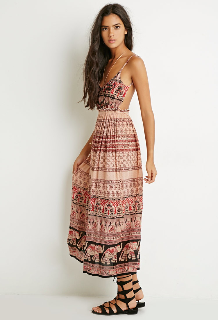 elephant print maxi dress