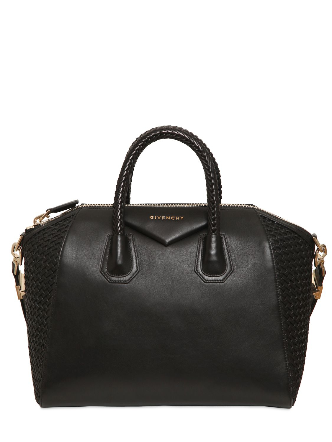 Givenchy Woven Medium Antigona Top Handle Bag in Black | Lyst