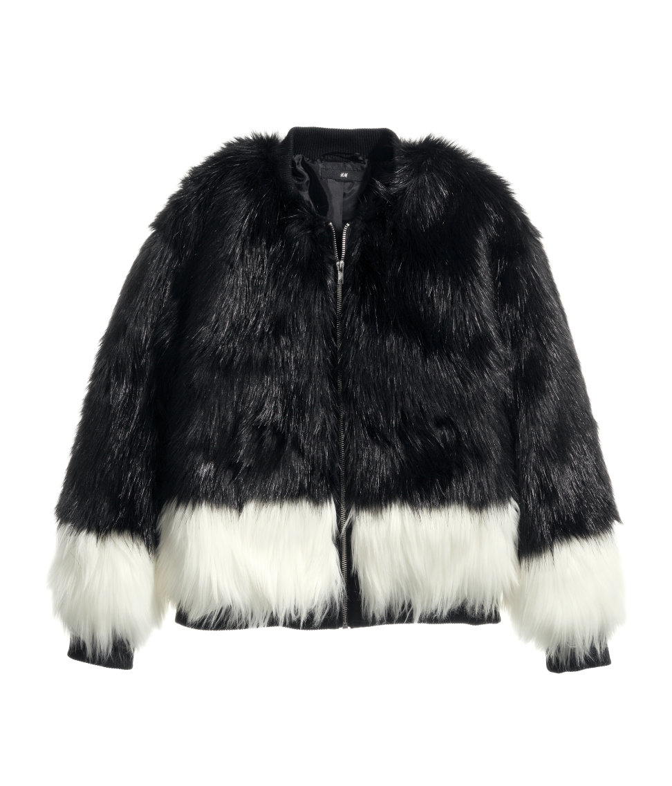 H&m black faux fur jacket Clearance