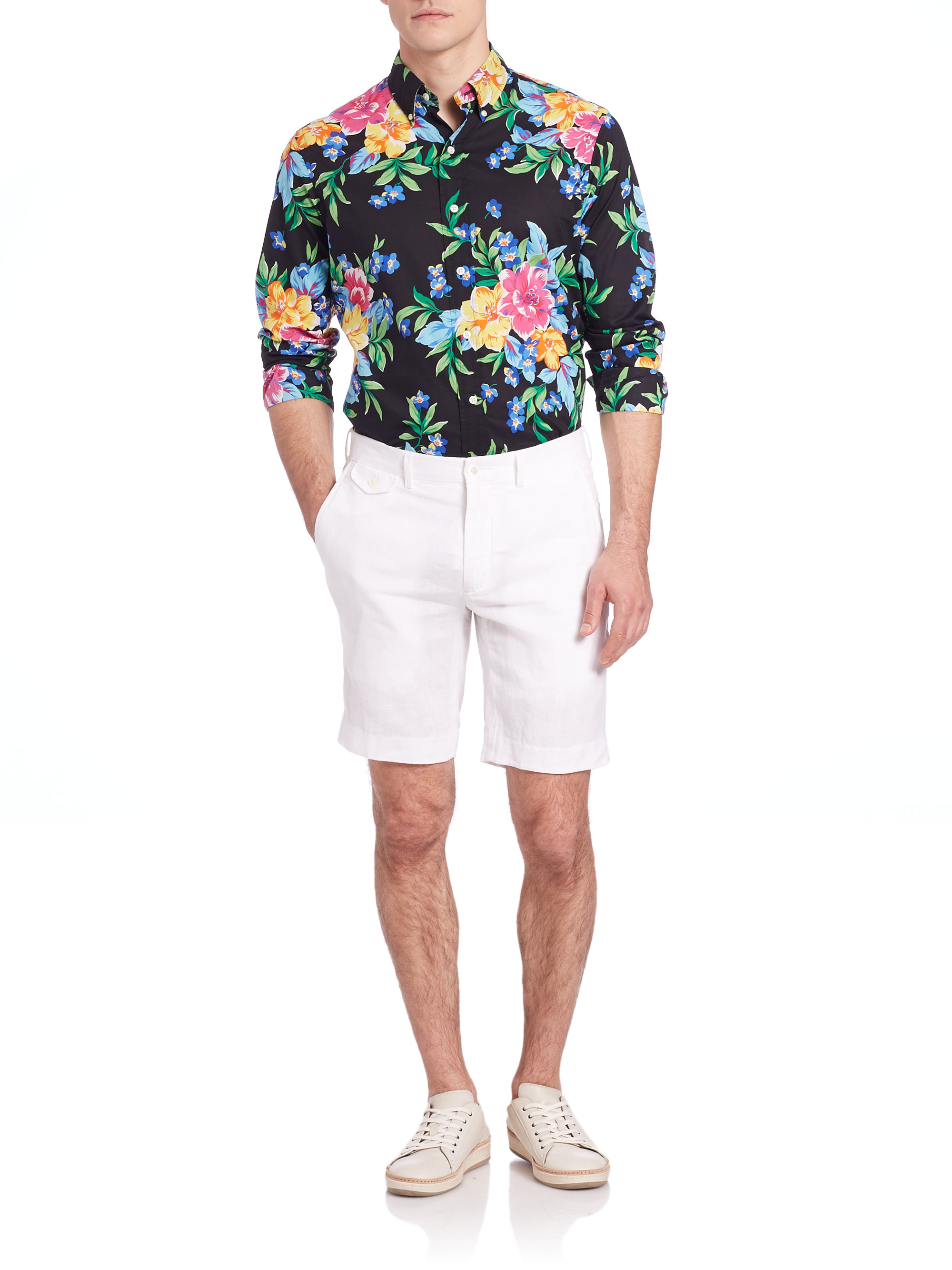 Polo Ralph Lauren Floral Poplin Shirt in Green for Men - Lyst