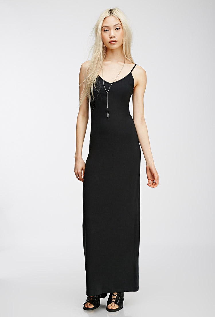 black cami maxi dress