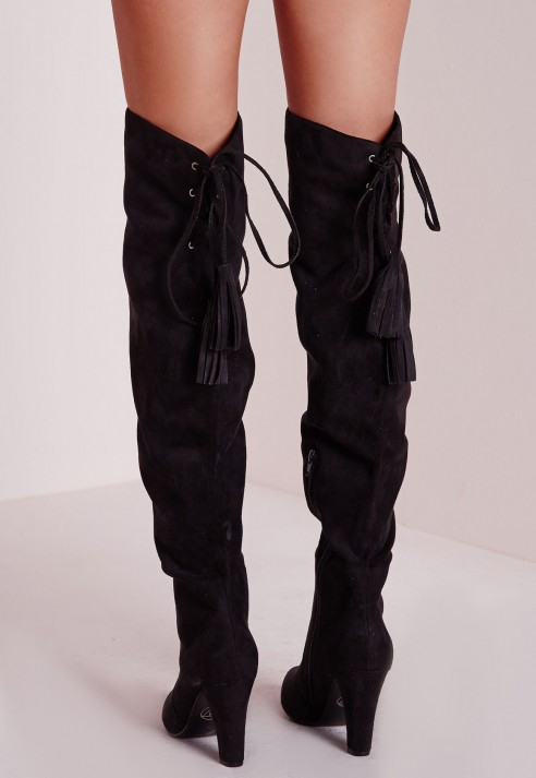 knee high tie back boots
