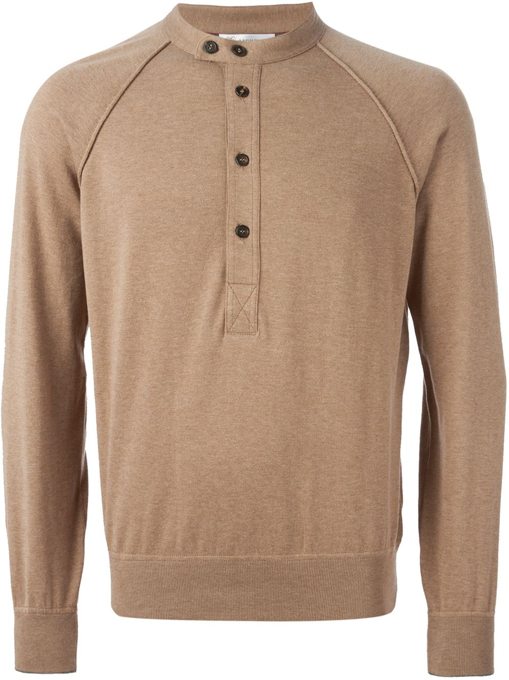 Brunello cucinelli BandedCollar Polo Shirt in Brown for Men Lyst