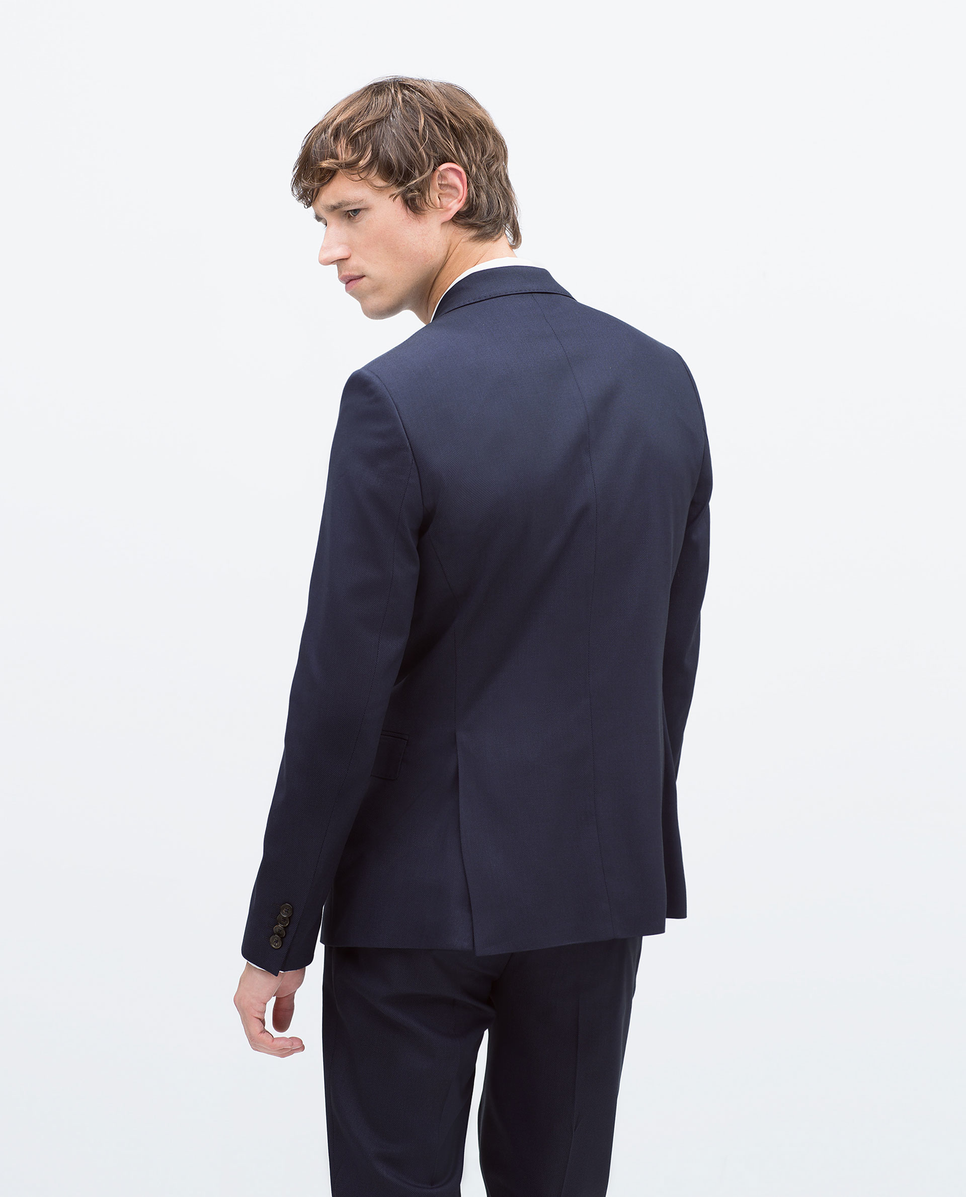 Zara Birdseye Suit Blazer in Black for Men (Navy blue) Lyst