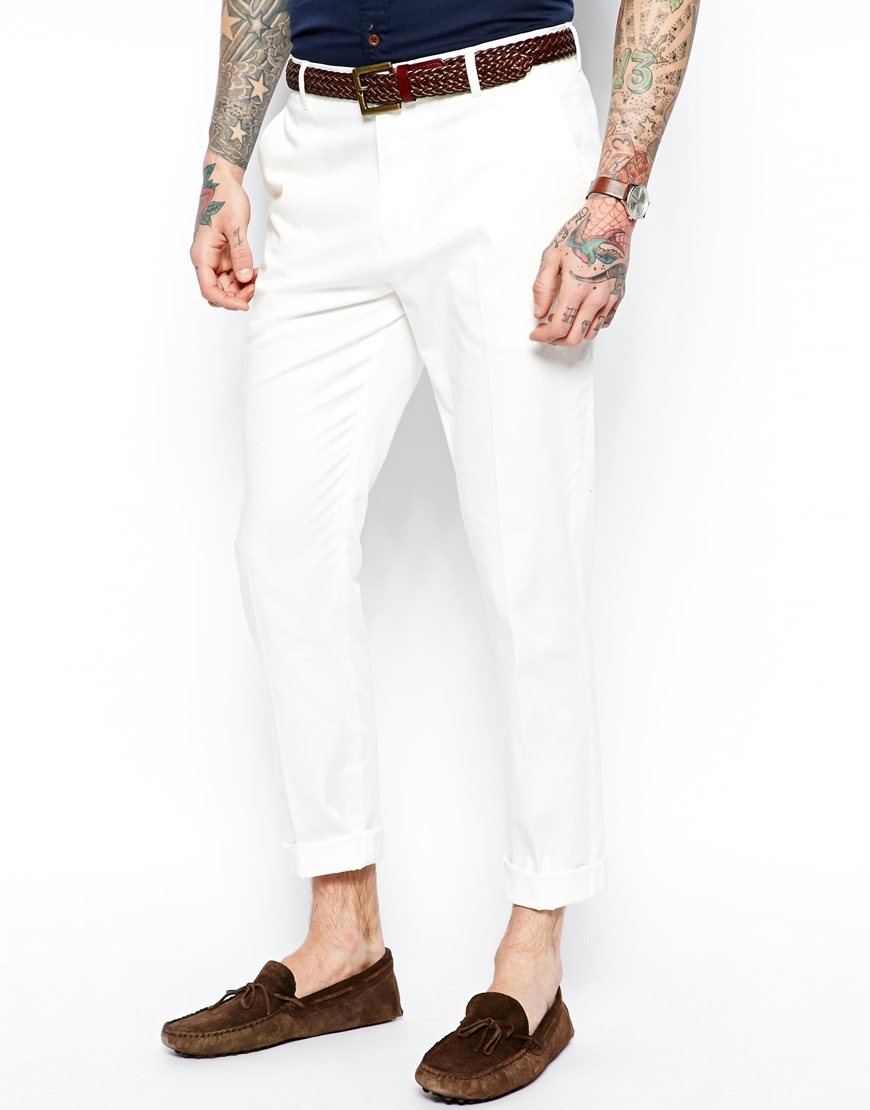 mens white skinny trousers