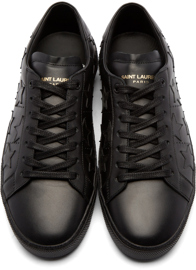 Saint Laurent Black Leather Stars Court Classic Sneakers for Men - Lyst