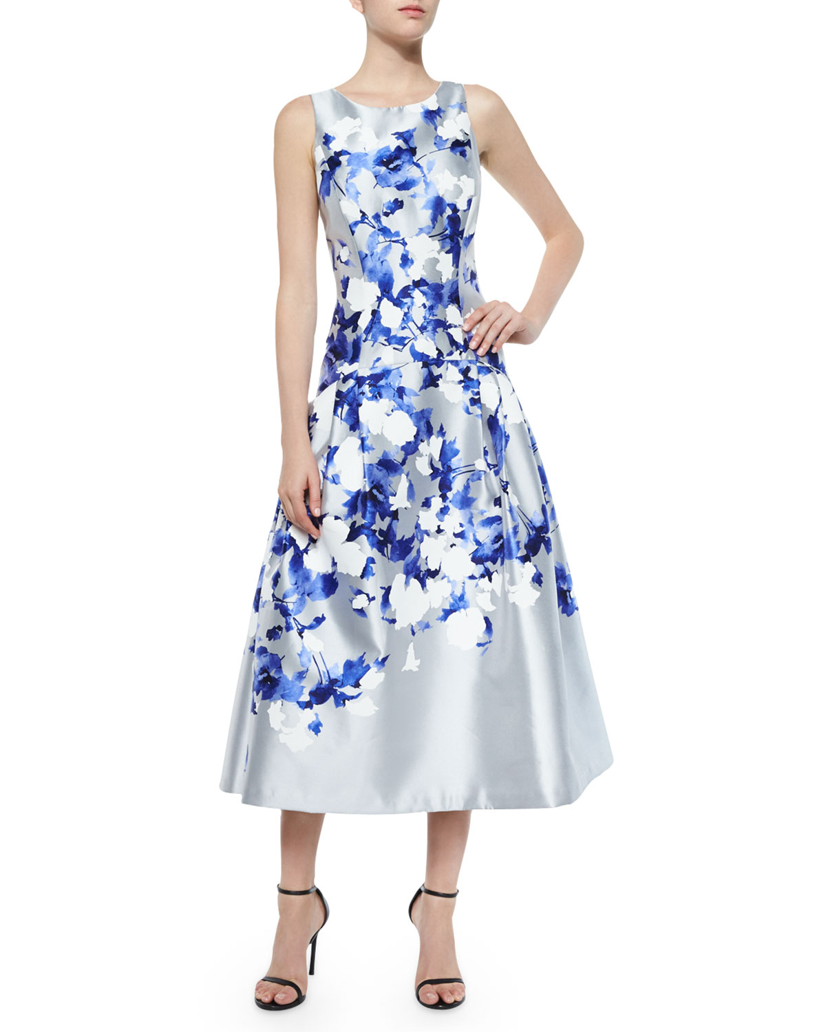 blue floral cocktail dress