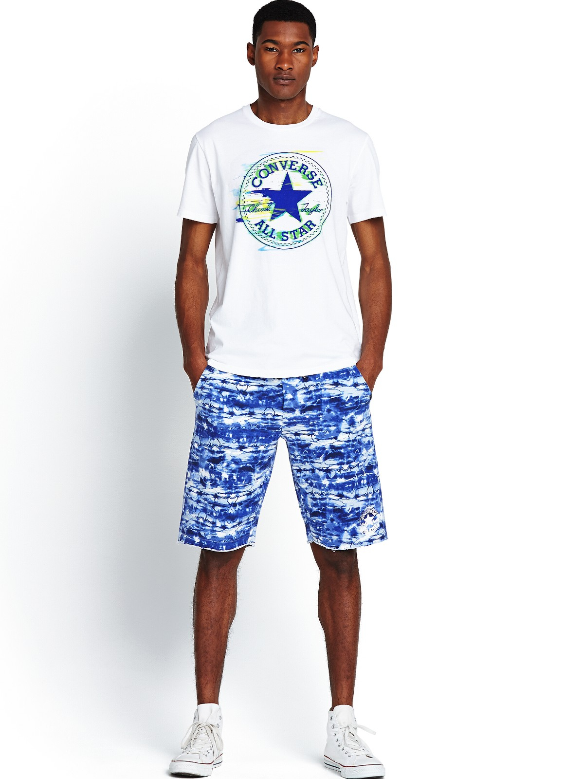 white converse and shorts