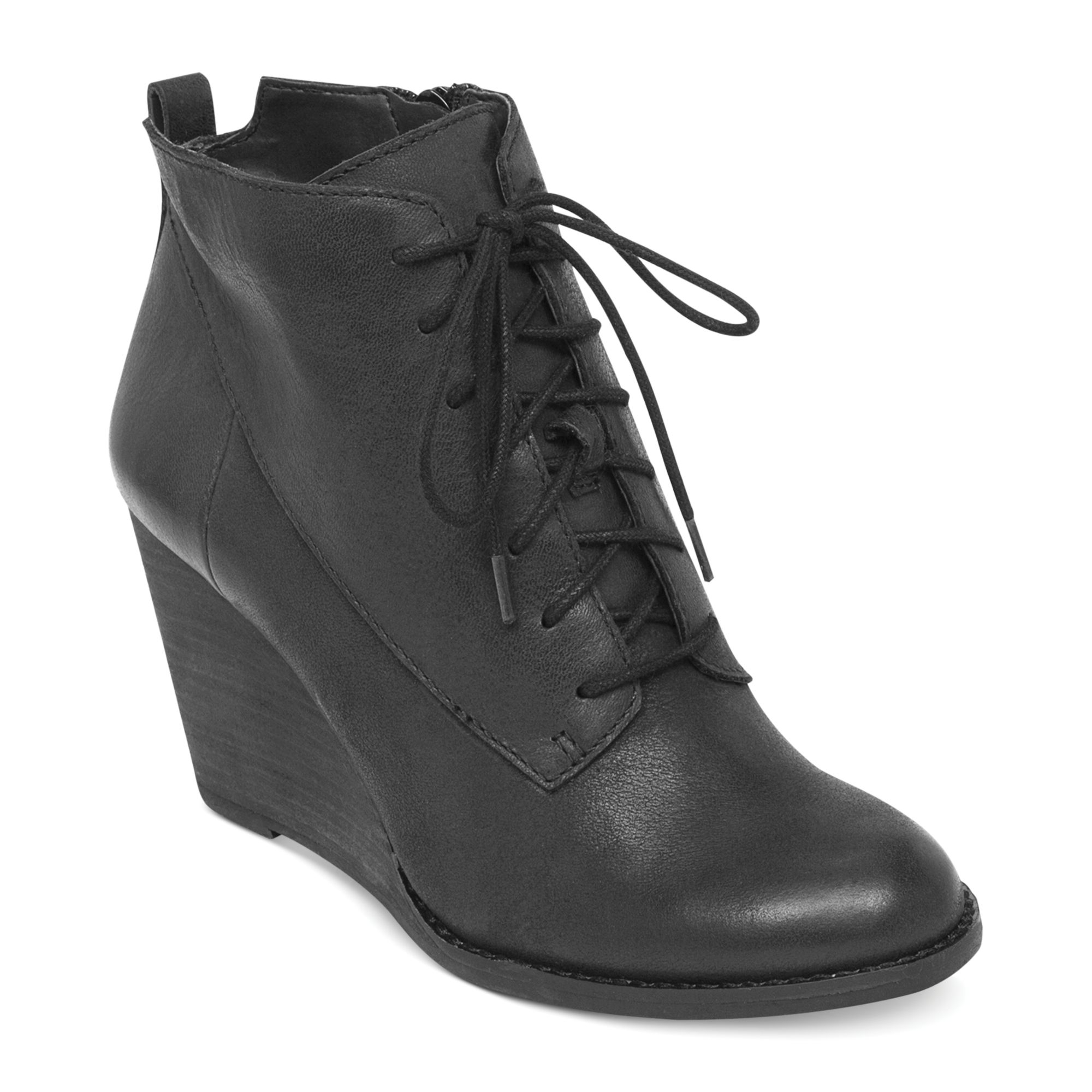 Lucky Brand Women'S Yoanna Wedge Booties in Black (Black Leather) | Lyst