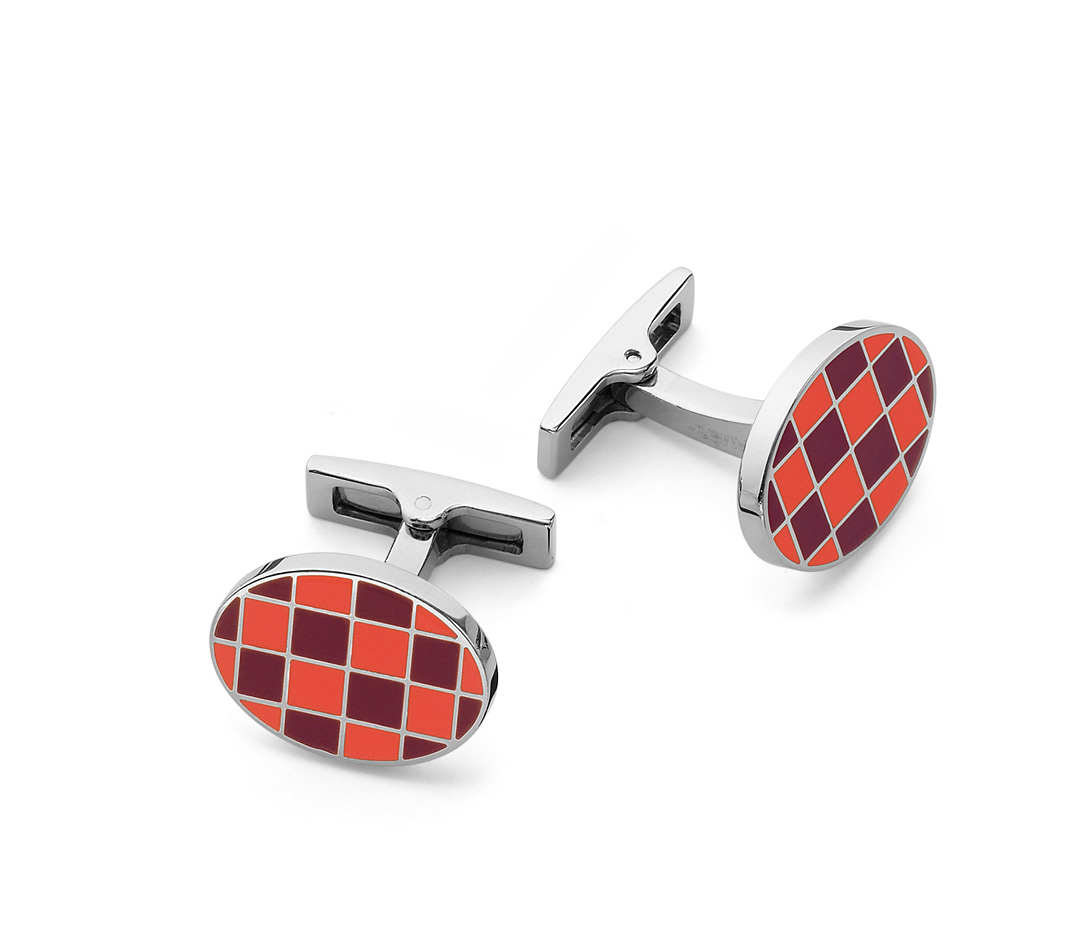 Hermès Hewitt Checker Pattern Cufflinks In Orange in Red for Men ...