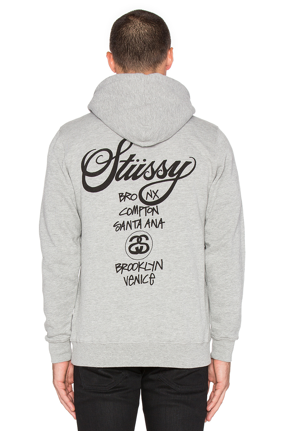 Stussy World Tour Zip Hoodie in Gray for Men | Lyst