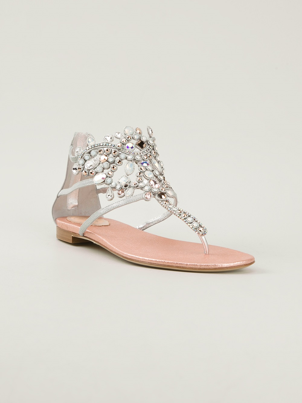 Rene Caovilla Embellished Sandals in Metallic - Lyst