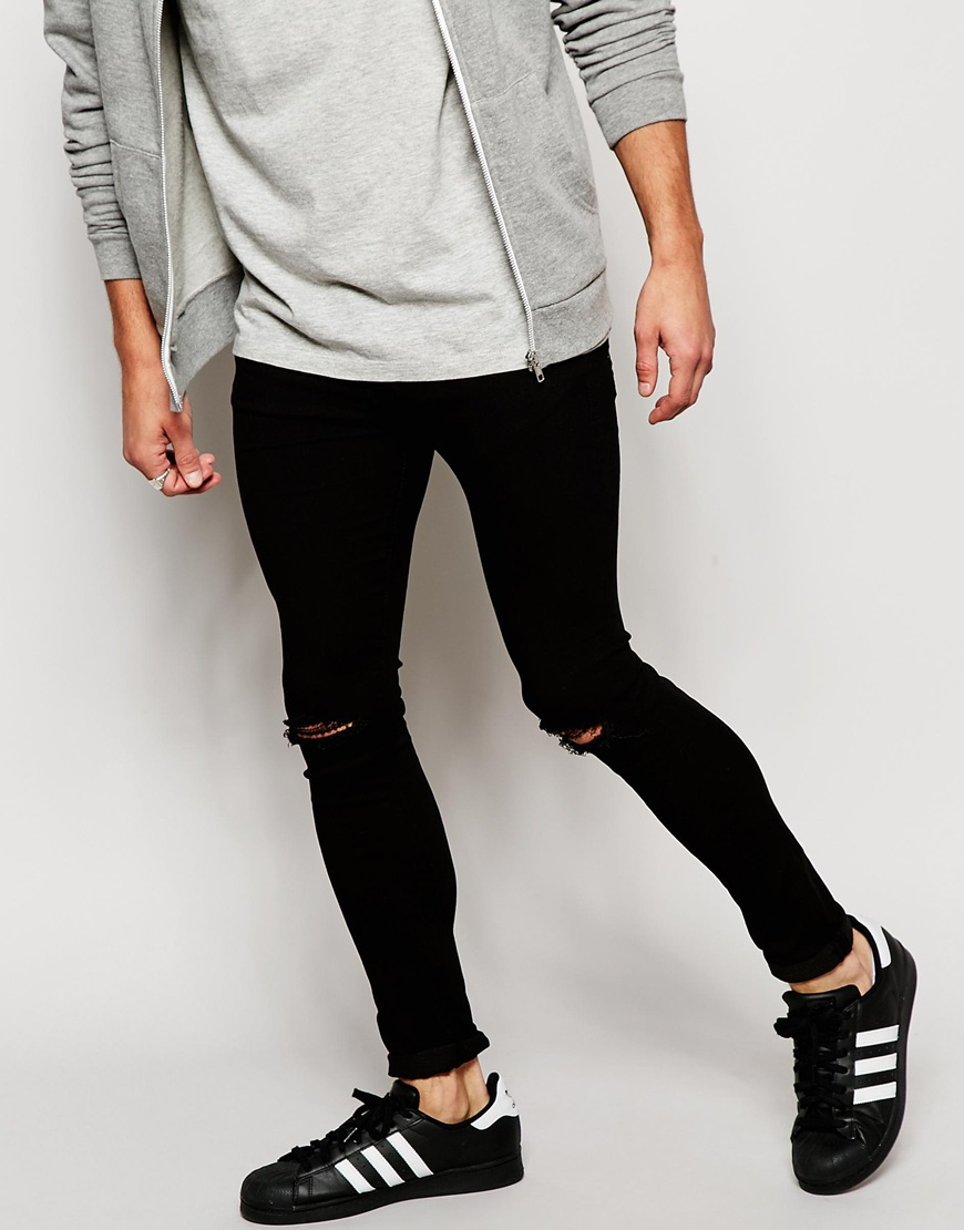 mens spray on skinny ripped jeans