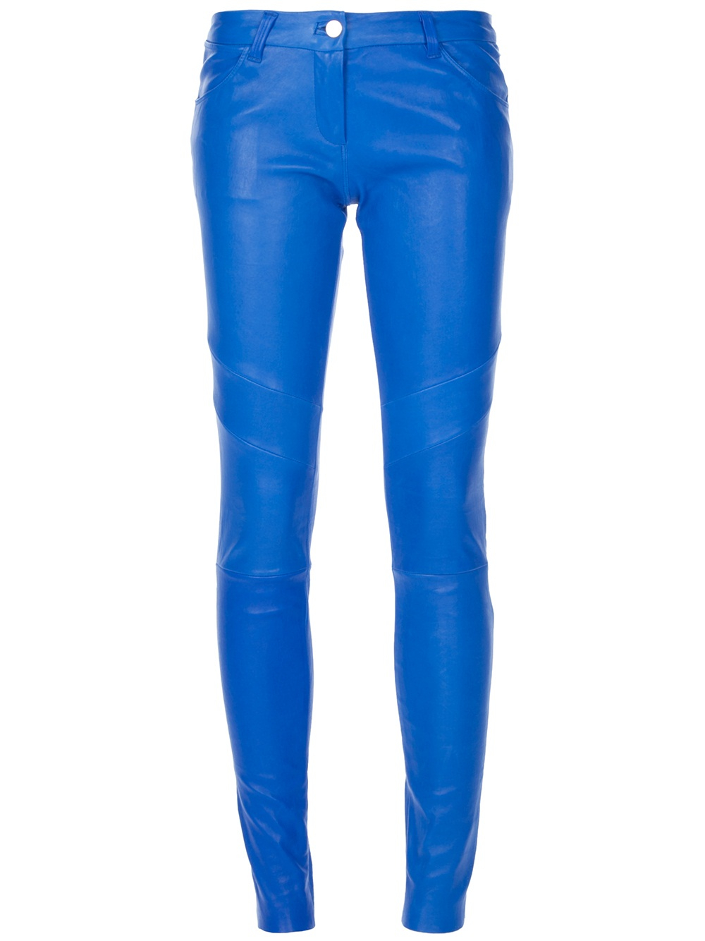 blue leather trousers