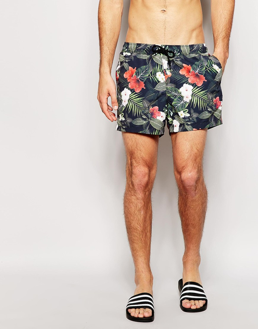 Lyst - Asos Swim Shorts With Floral Print in Green for Men