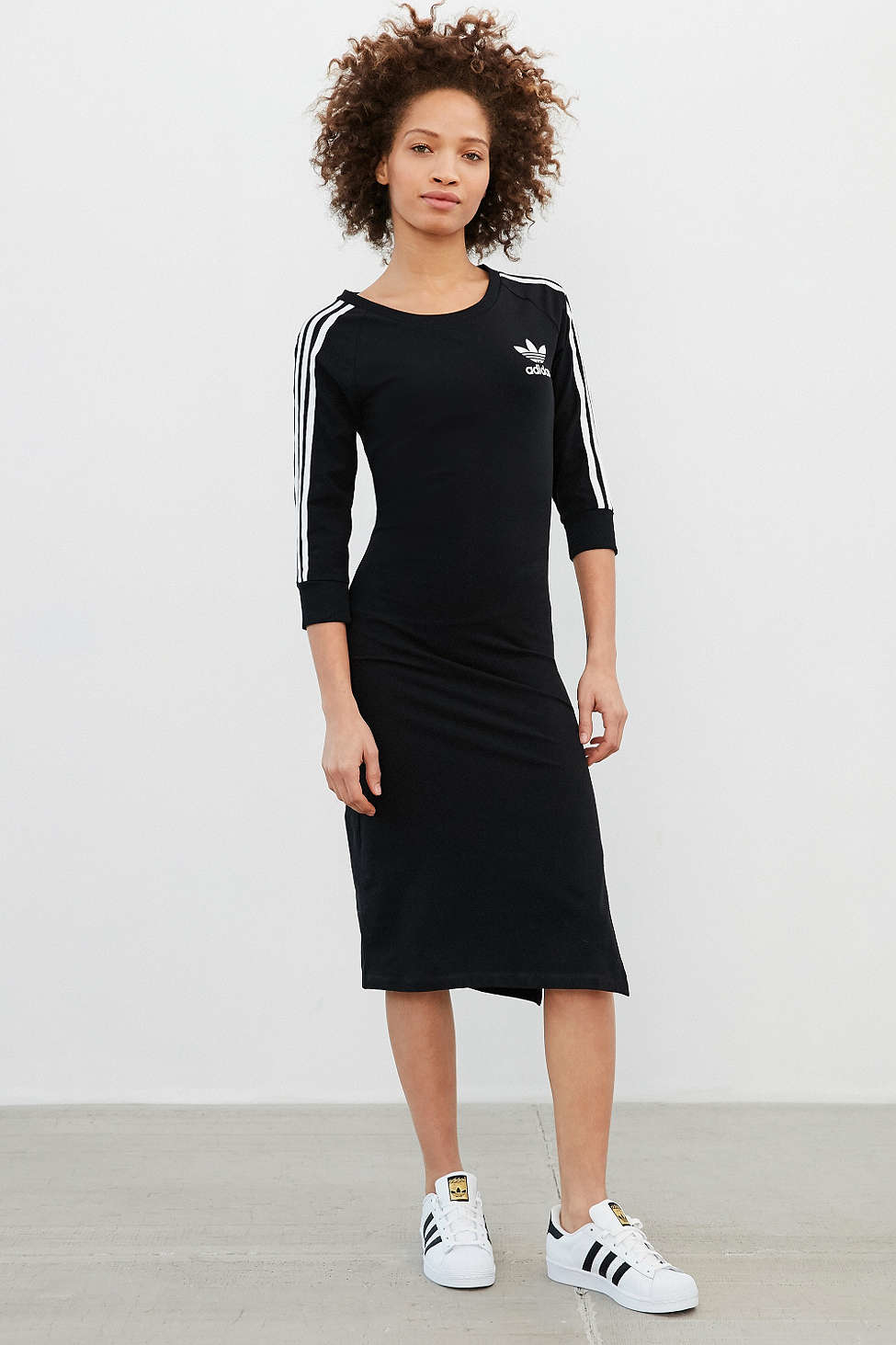 adidas Originals Midi Dress in Black | Lyst Canada