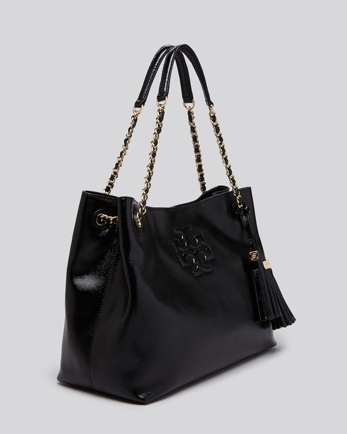 Tory Burch Tote - Thea Patent Chain Shoulder Slouchy in Black | Lyst