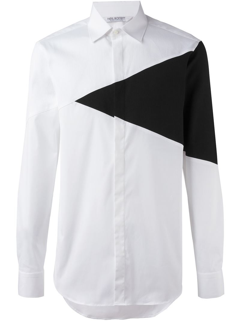Neil Barrett Colour Block Shirt in White for Men | Lyst