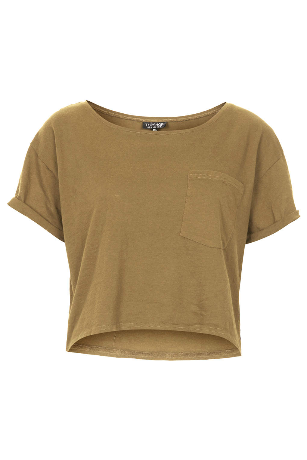 Lyst Roll Pocket Crop Tee in Natural