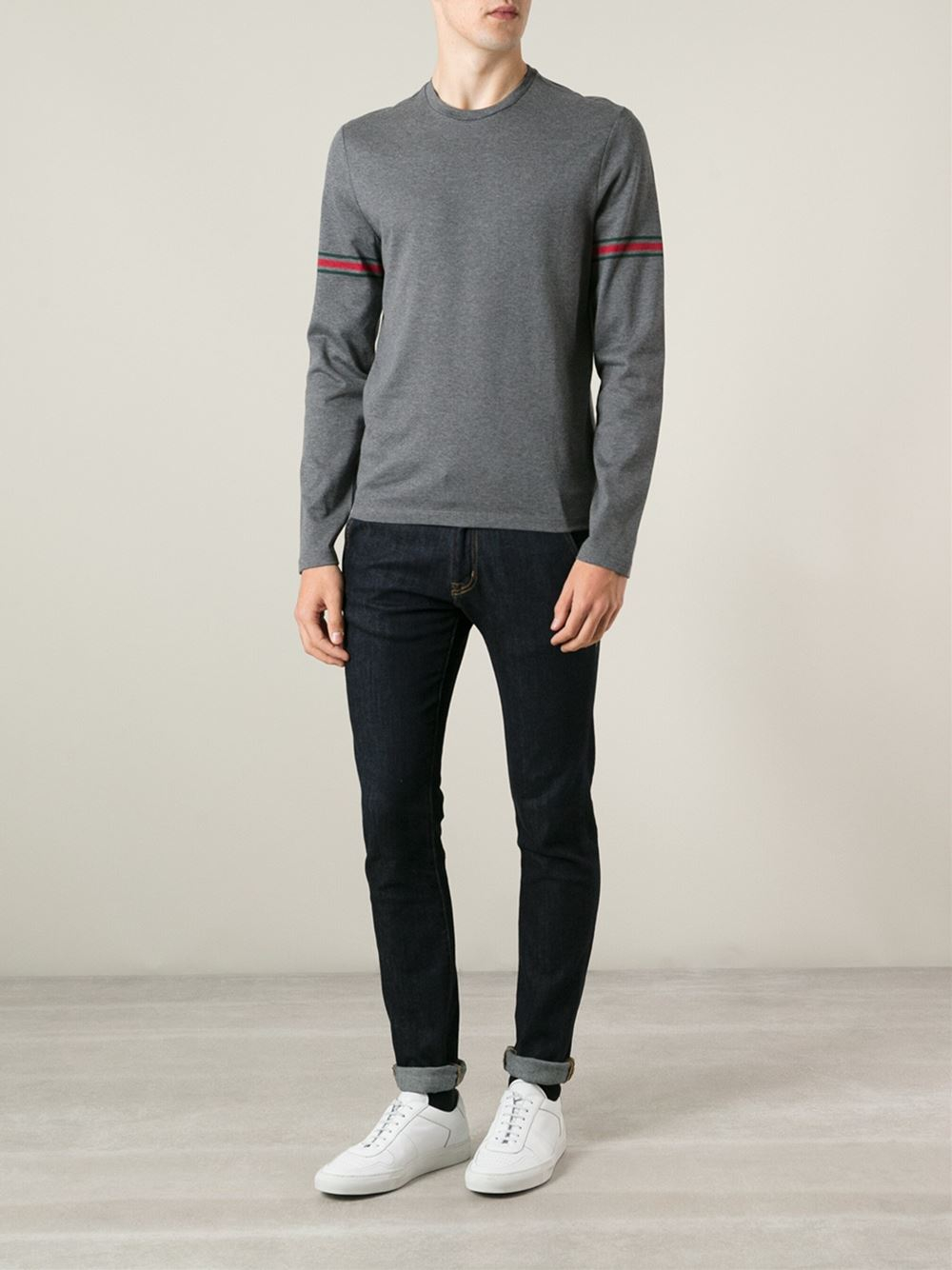 Gucci Long Sleeve T-Shirt in Grey (Gray) for Men - Lyst