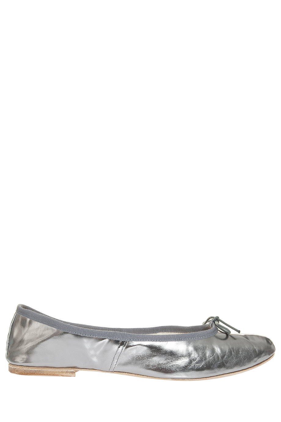 Porselli Leather Flat Ballerina Shoes in Silver (Metallic) - Lyst