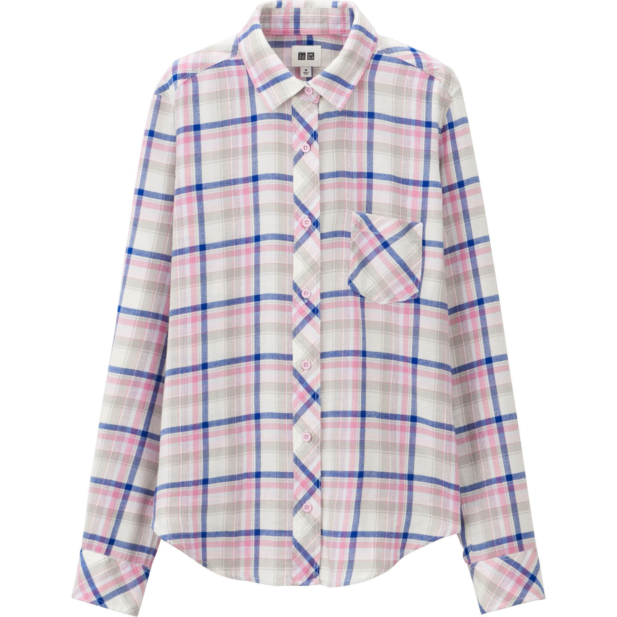 Uniqlo Women Light Flannel Long Sleeve Shirt in Pink | Lyst