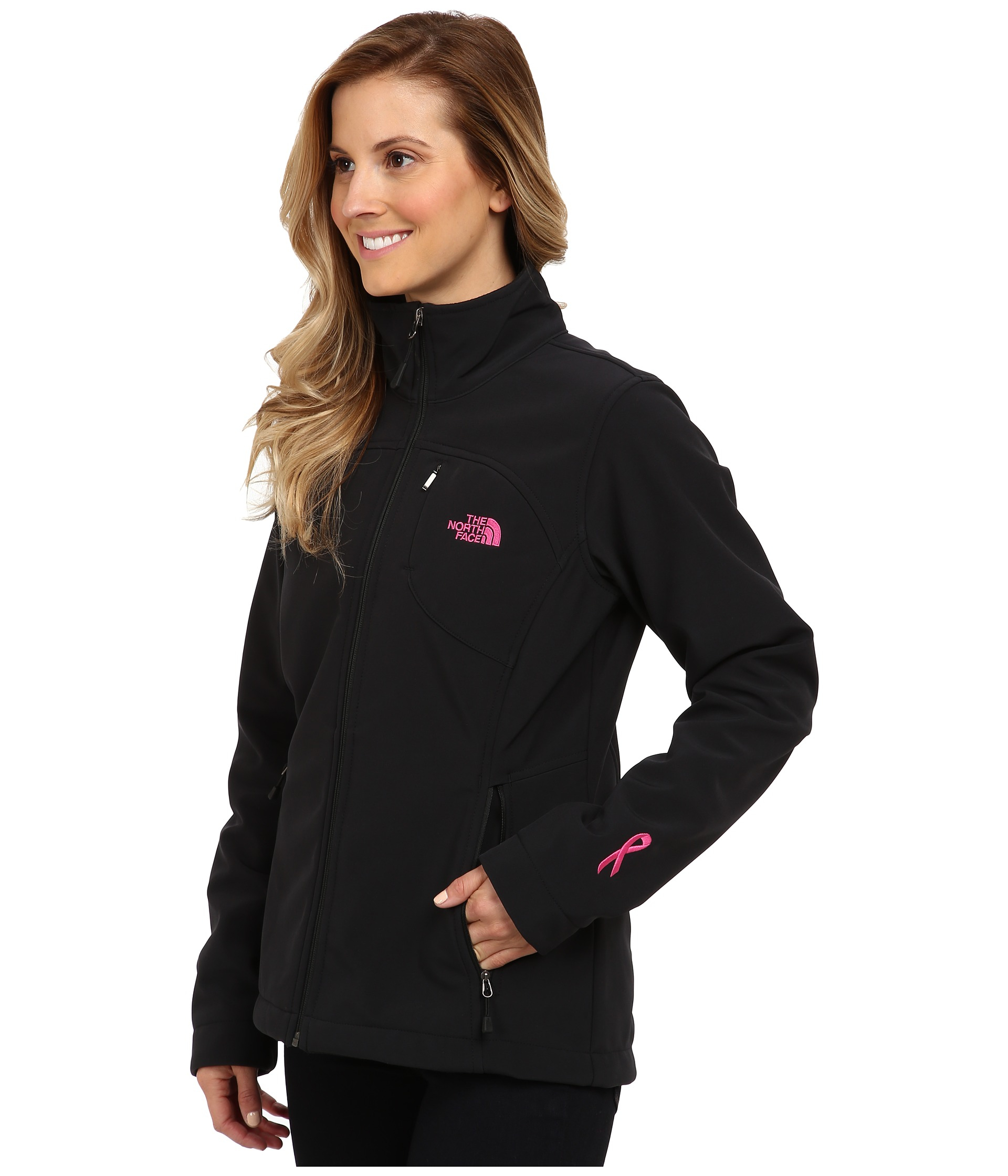 north face women's jacket black and pink