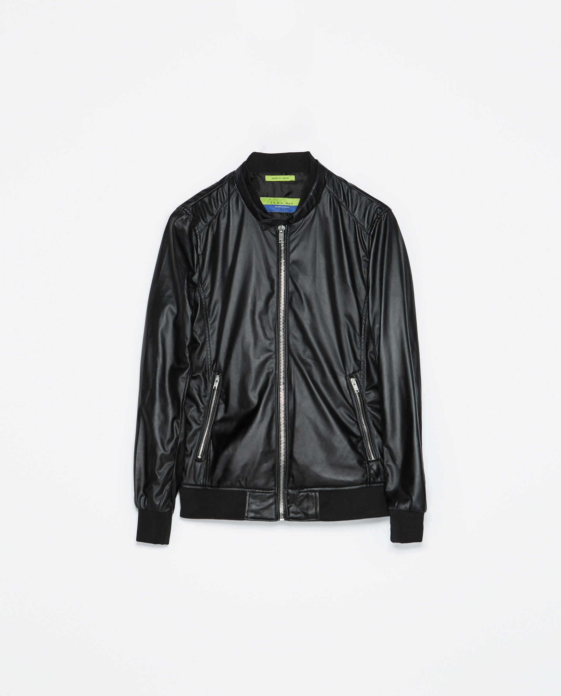 Zara Faux Leather Bomber Jacket in Black for Men | Lyst
