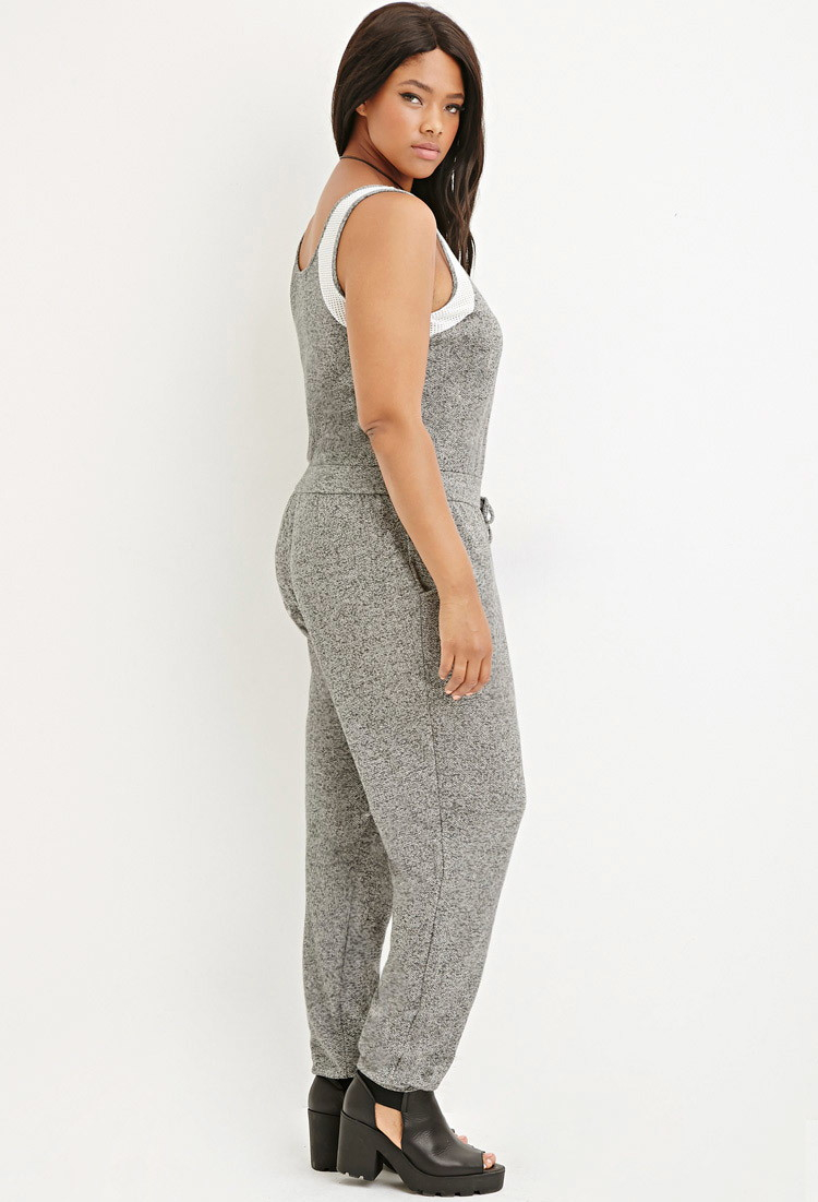 Forever 21 Plus Size Marled French Terry Jumpsuit in Gray | Lyst