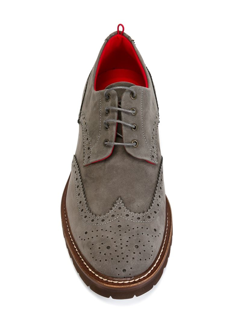 Pulchrum Suede Perforated Derby Shoes in Grey (Gray) for ...