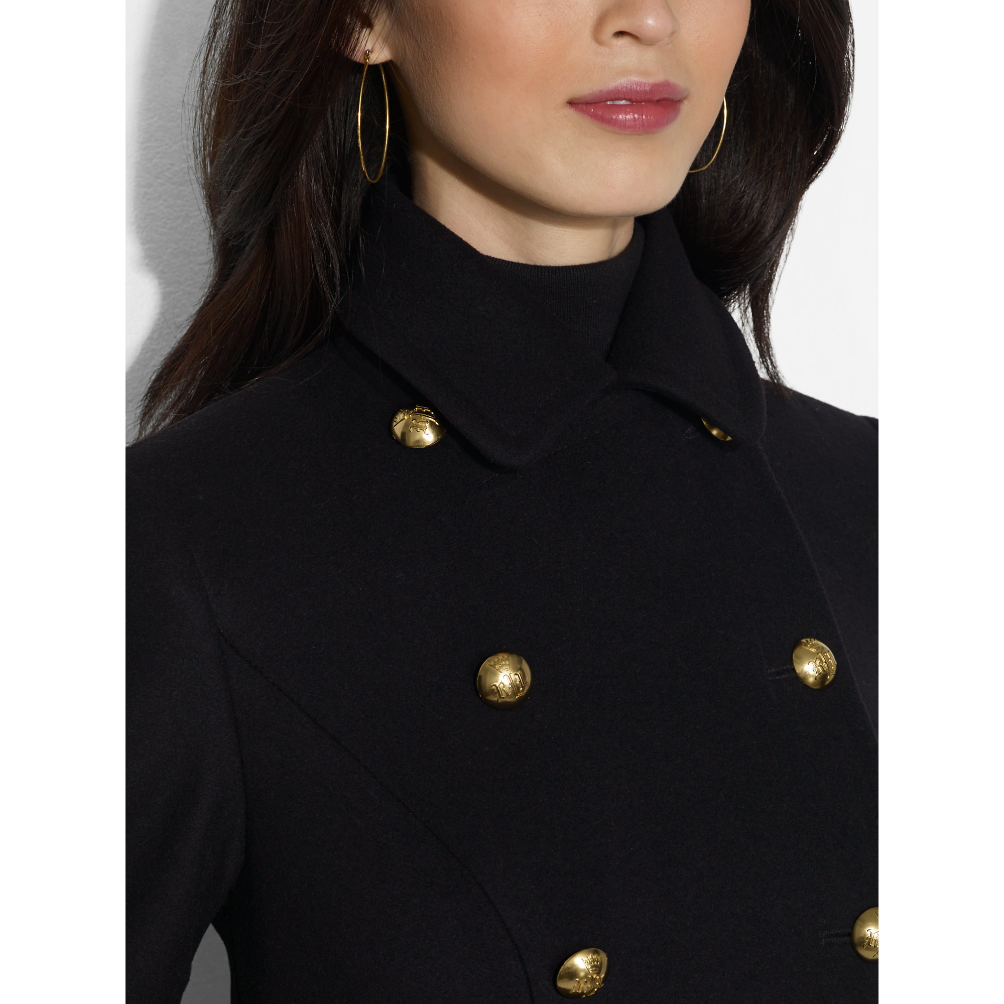 ralph lauren black wool coat