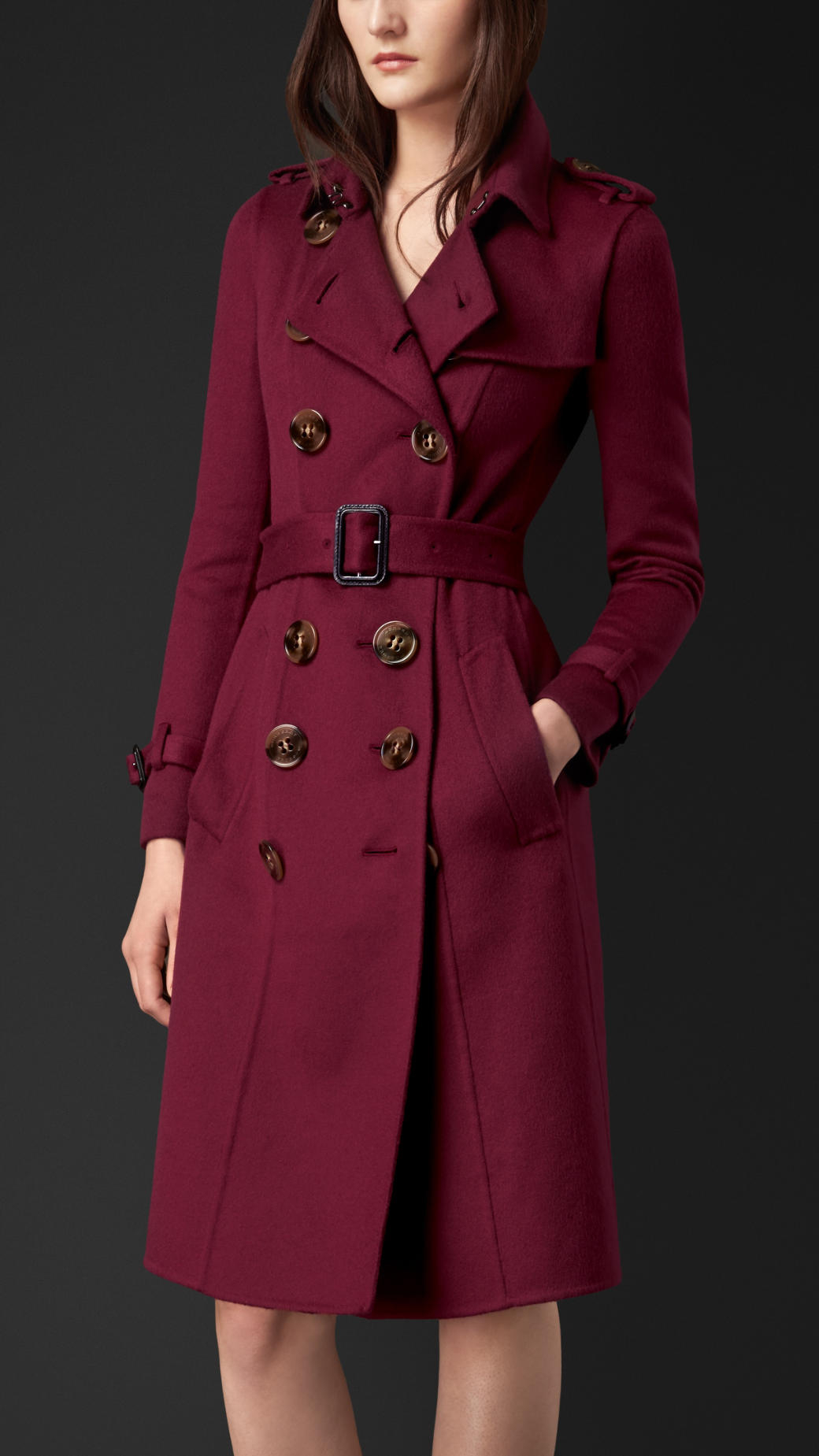 Burberry Cashmere Trench Coat in Purple | Lyst