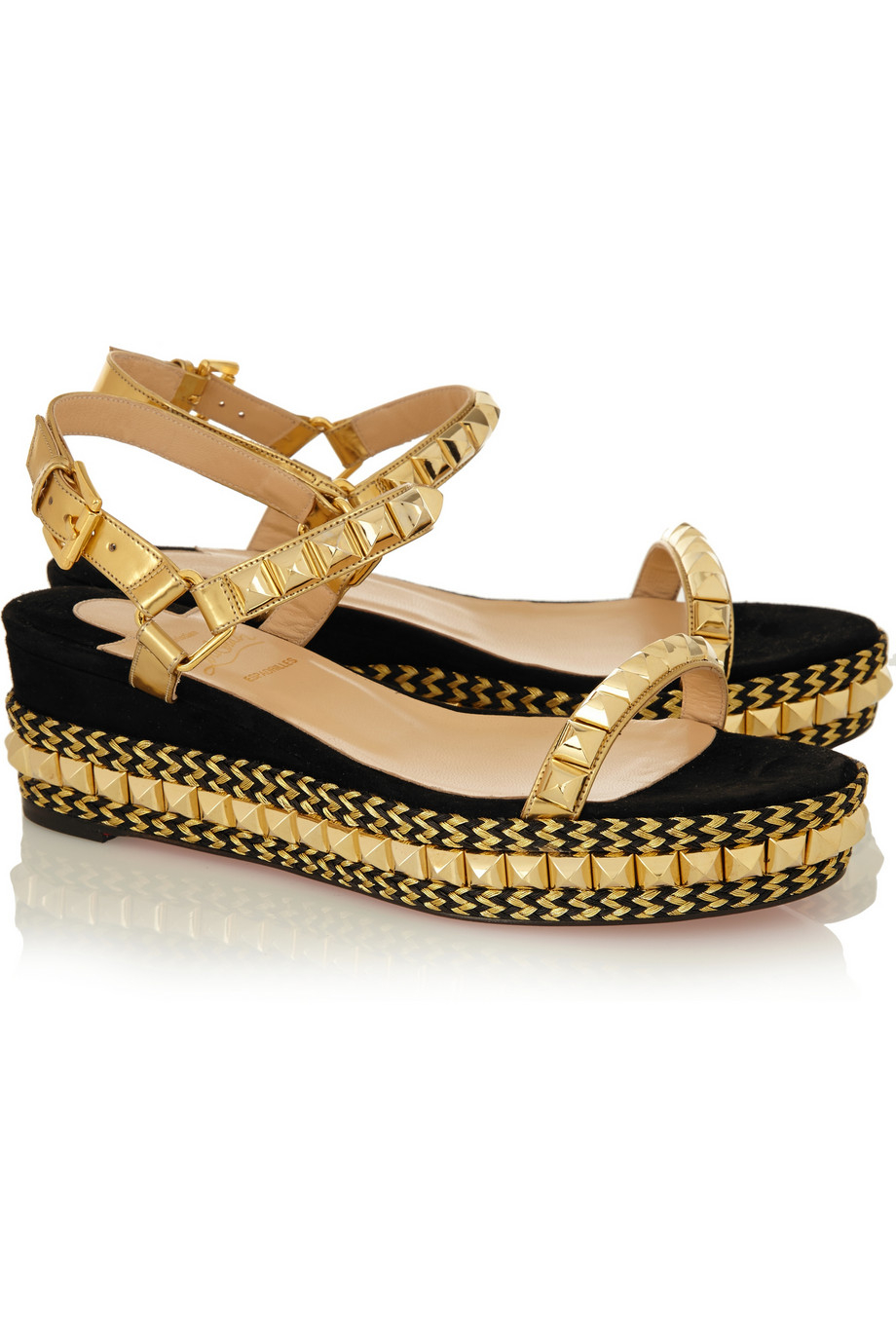christian louboutin chain-embellished espadrille wedges, louboutin loafers