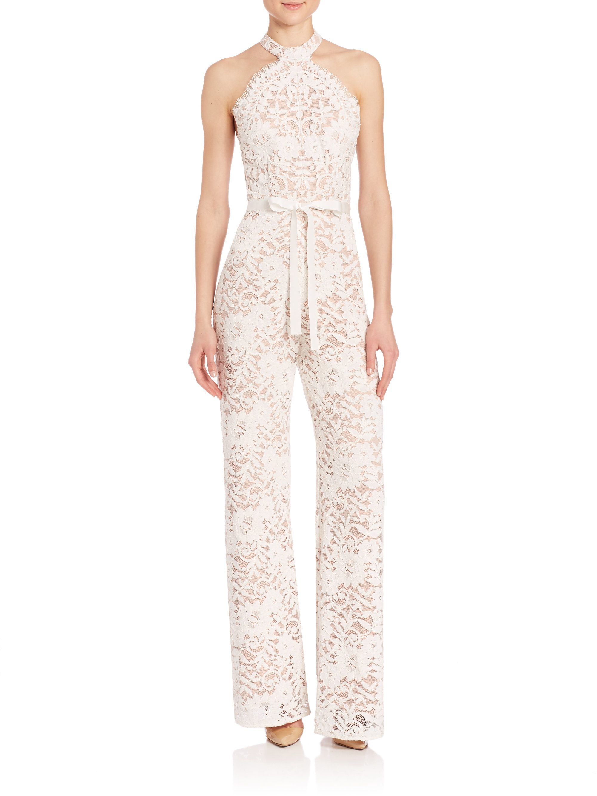 Alexis Rene Lace Jumpsuit in White | Lyst