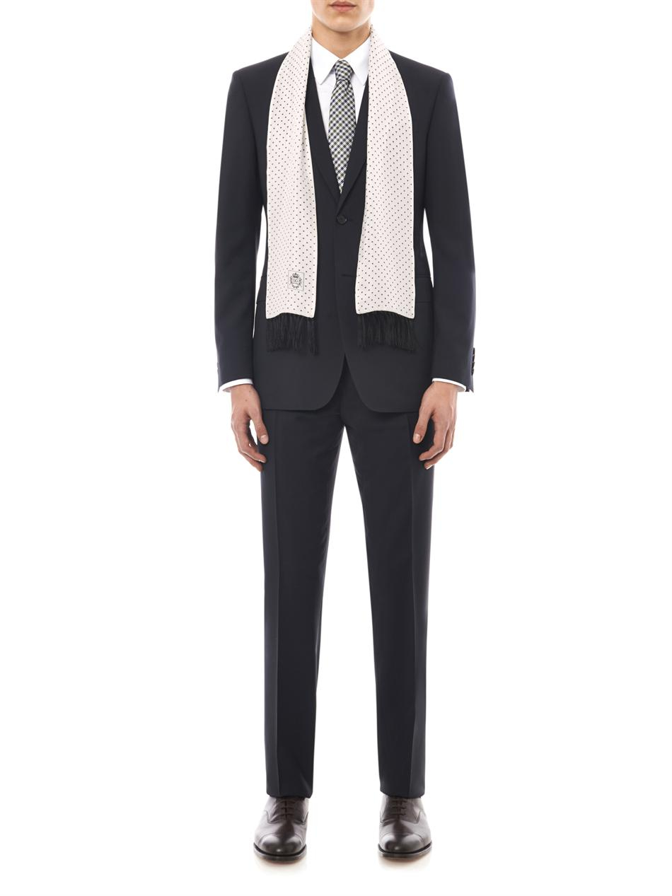 Dolce & Gabbana Polkadot Silk Evening Scarf in White for Men Lyst