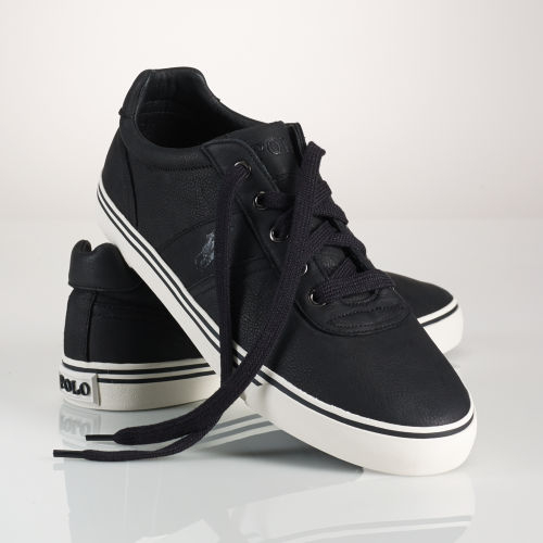 Polo Ralph Lauren Hanford Leather Sneaker in Black for Men - Lyst