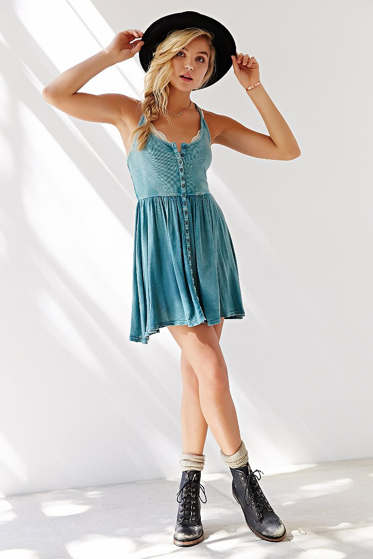 button front tank dress