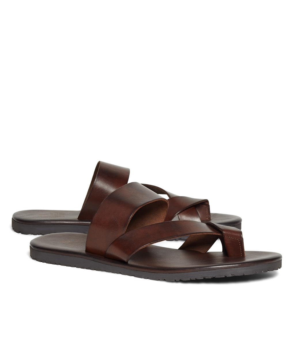 Brooks brothers Leather Criss-cross Sandal in Brown for Men | Lyst
