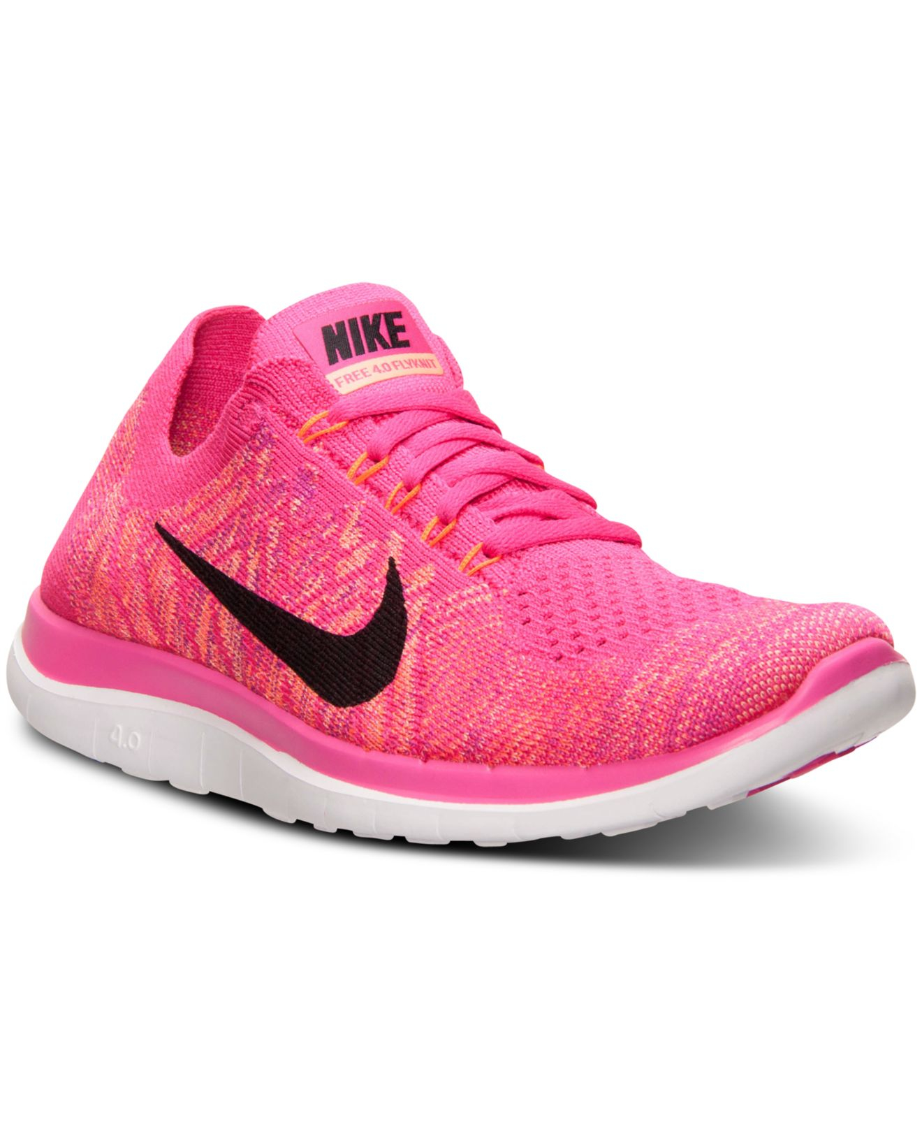 Nike Women's Free Flyknit 4.0 Running Sneakers From Finish Line in Pink - Lyst